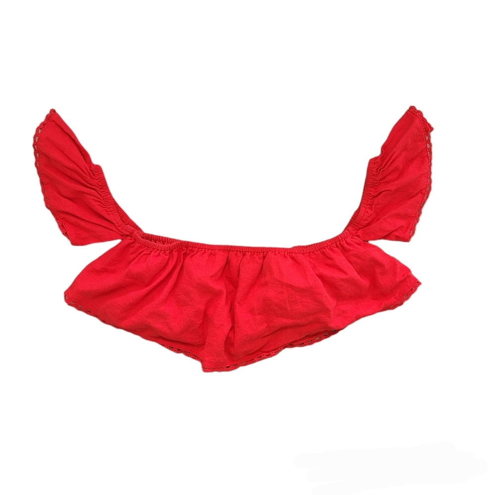 F21 red off the shoulder crop top